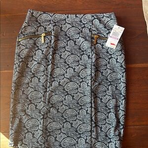 Michael Kors Navy & White Pencil Skirt Knee-Length